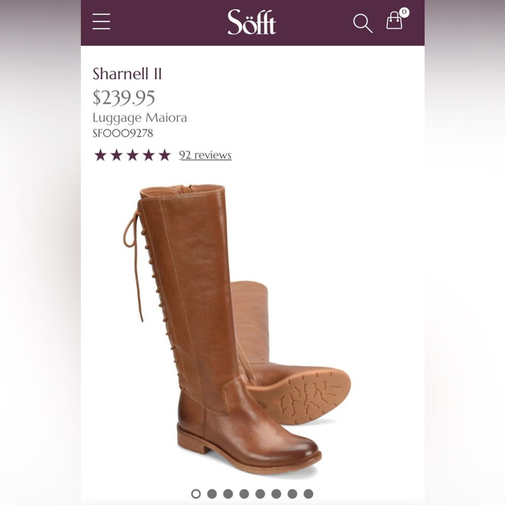 Sofft Brown boots with heel and lace up back size 10